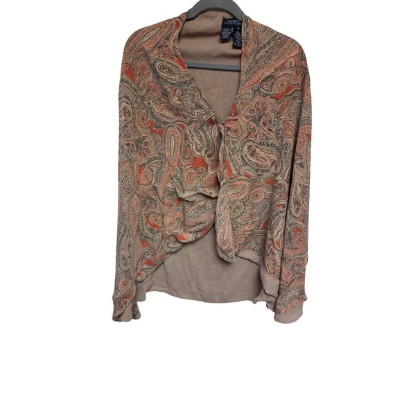 Jones New York Signature Paisley Silk Tie‎ Front Blouse Top Size 12 - Picture 1 of 5